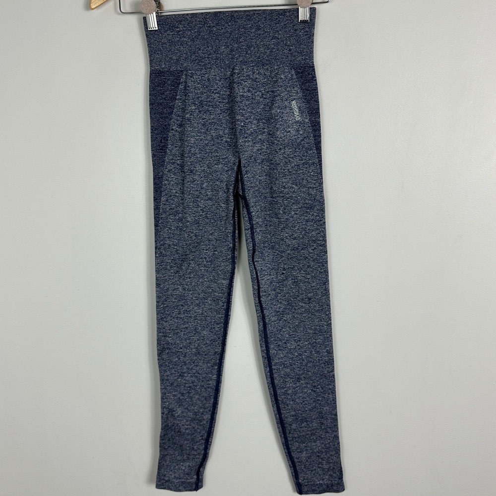 Gymshark‎ Flex Leggings Heathered Blue Womens Size Small High Rise Fitness Pants